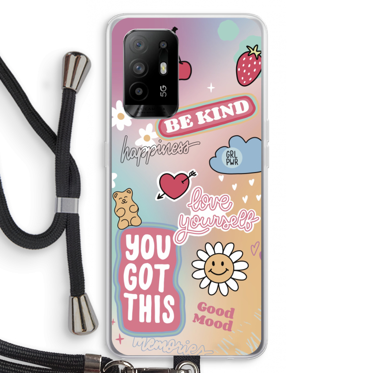 Positivity: Oppo A94 5G Transparant Hoesje met koord