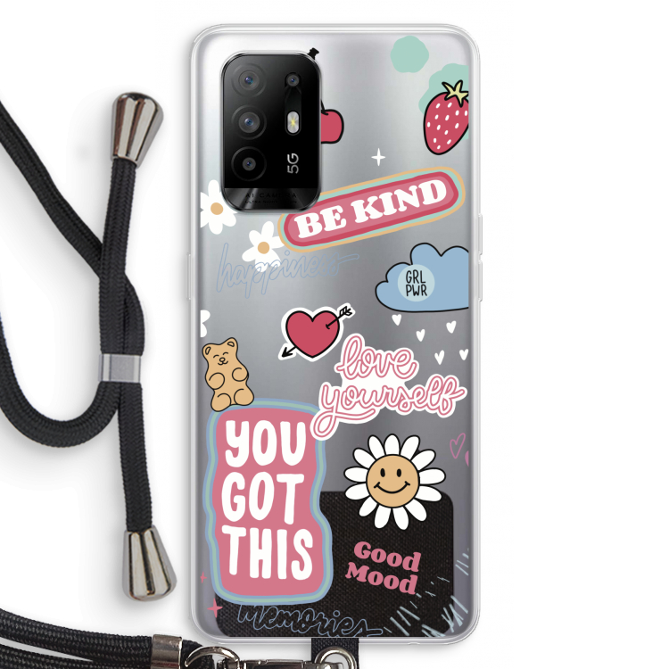 Positivity: Oppo A94 5G Transparant Hoesje met koord