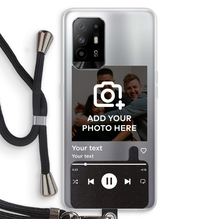 Music Player: Oppo A94 5G Transparant Hoesje met koord