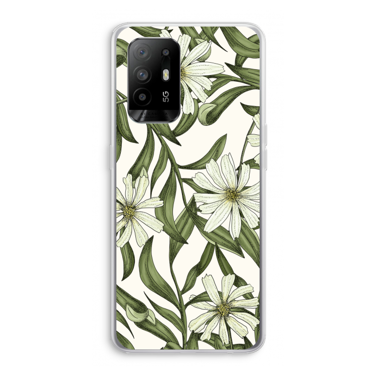 Wit bloemenpatroon: Oppo A95 5G Transparant Hoesje