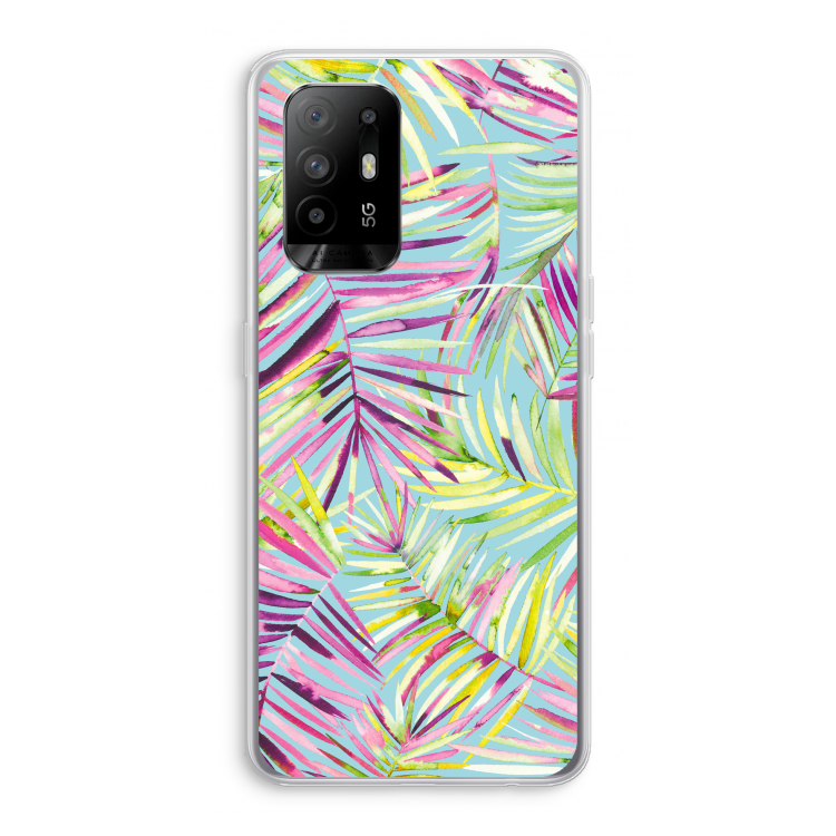 Tropical Palms Blue: Oppo A95 5G Transparant Hoesje