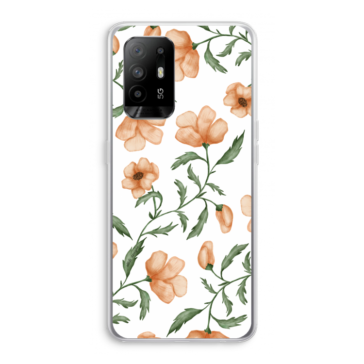 Peachy flowers: Oppo A95 5G Transparant Hoesje