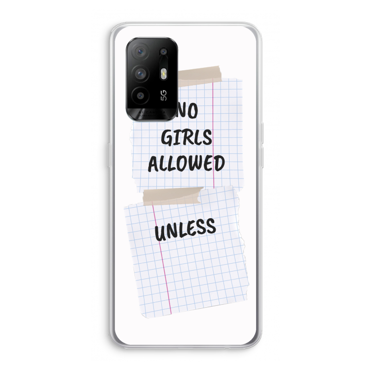 No Girls Allowed Unless: Oppo A95 5G Transparant Hoesje