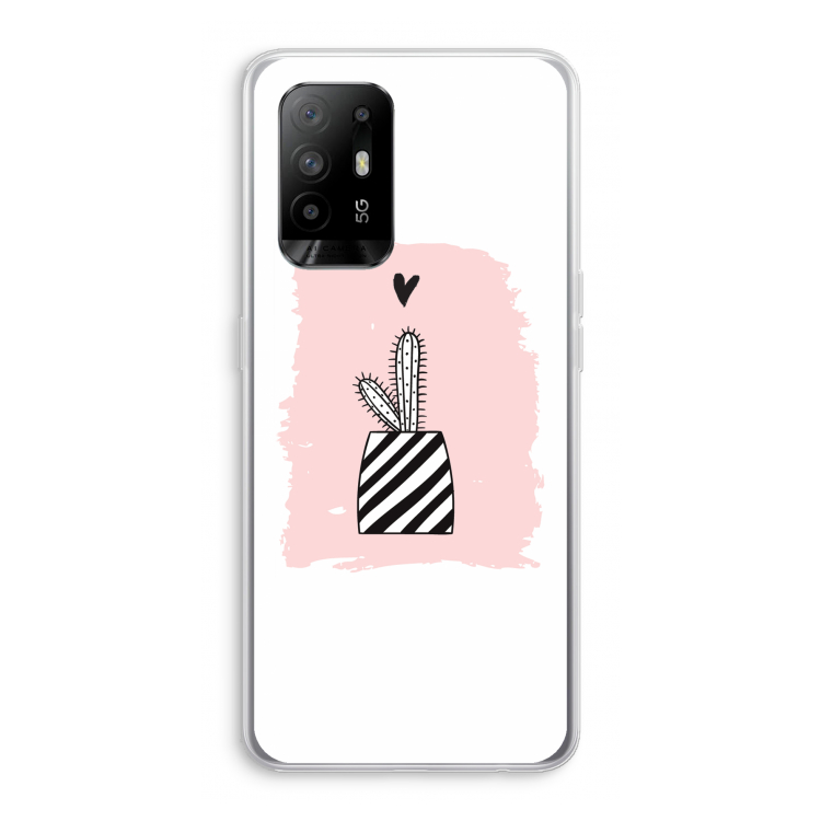Zwart-wit cactus: Oppo A95 5G Transparant Hoesje