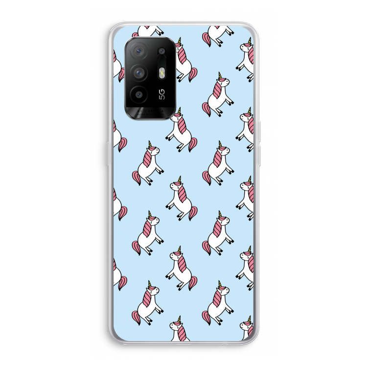 Eenhoorns overal: Oppo A95 5G Transparant Hoesje