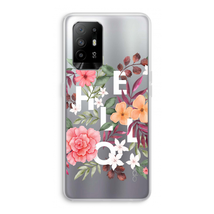 Hello in flowers: Oppo A95 5G Transparant Hoesje