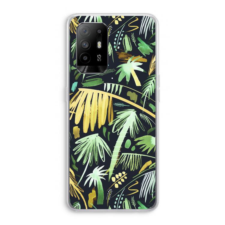 Tropical Palms Dark: Oppo A95 5G Transparant Hoesje