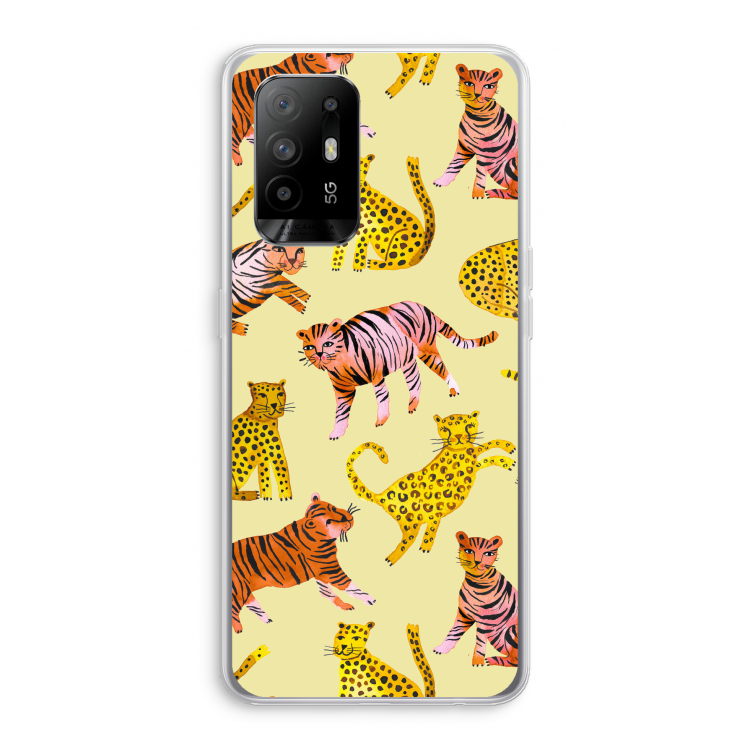 Cute Tigers and Leopards: Oppo A95 5G Transparant Hoesje