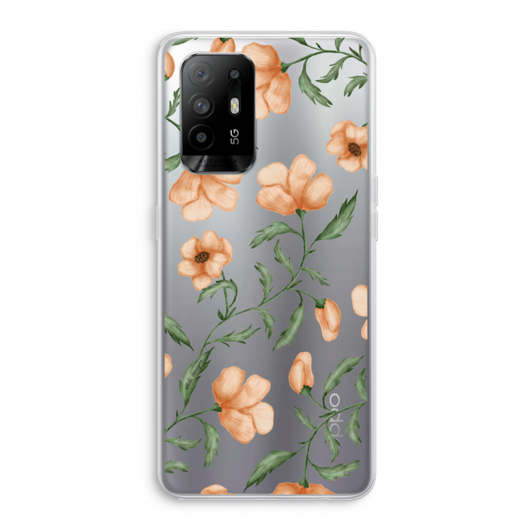 Peachy flowers: Oppo A95 5G Transparant Hoesje