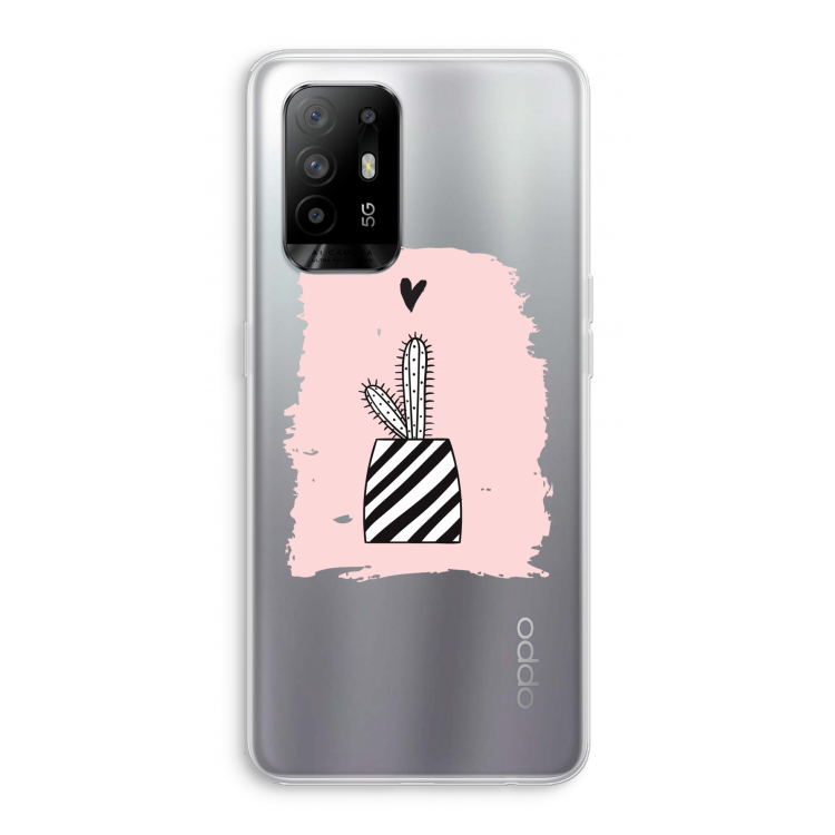 Zwart-wit cactus: Oppo A95 5G Transparant Hoesje