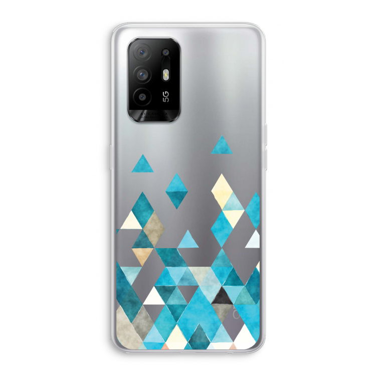 Gekleurde driehoekjes blauw: Oppo A95 5G Transparant Hoesje