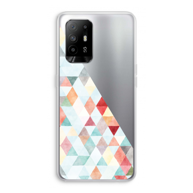 Gekleurde driehoekjes pastel: Oppo A95 5G Transparant Hoesje