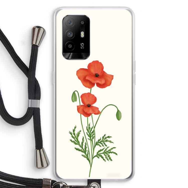 Red poppy: Oppo A95 5G Transparant Hoesje met koord