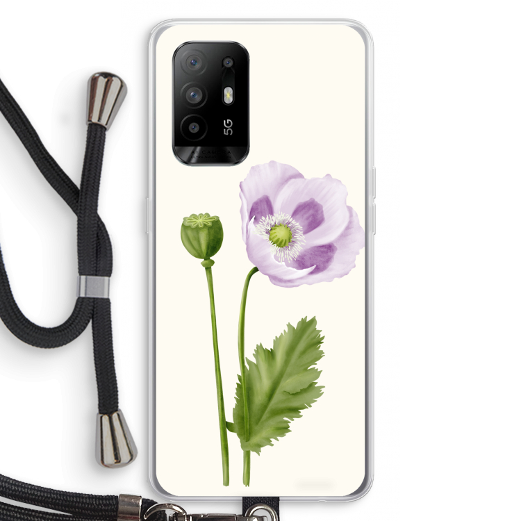 Purple poppy: Oppo A95 5G Transparant Hoesje met koord