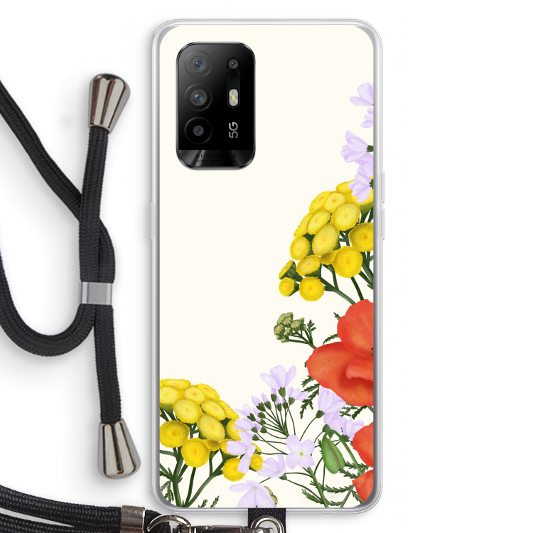 Wilde bloemen: Oppo A95 5G Transparant Hoesje met koord