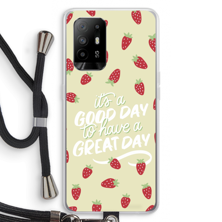 Don't forget to have a great day: Oppo A95 5G Transparant Hoesje met koord