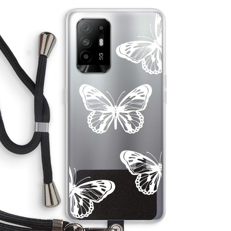 White butterfly: Oppo A95 5G Transparant Hoesje met koord