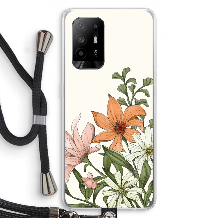 Floral bouquet: Oppo A95 5G Transparant Hoesje met koord