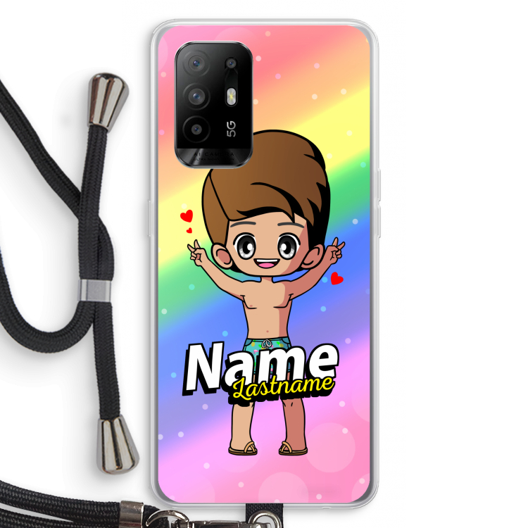 Chibi Maker man: Oppo A95 5G Transparant Hoesje met koord