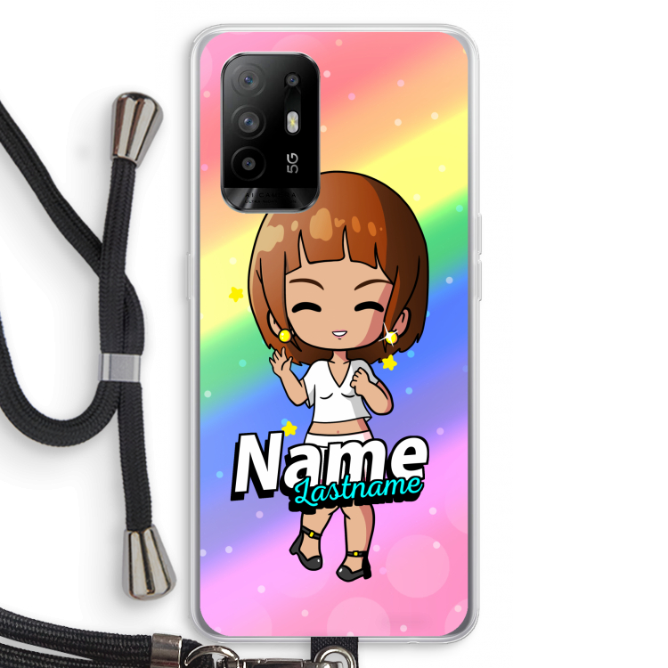 Chibi Maker vrouw: Oppo A95 5G Transparant Hoesje met koord