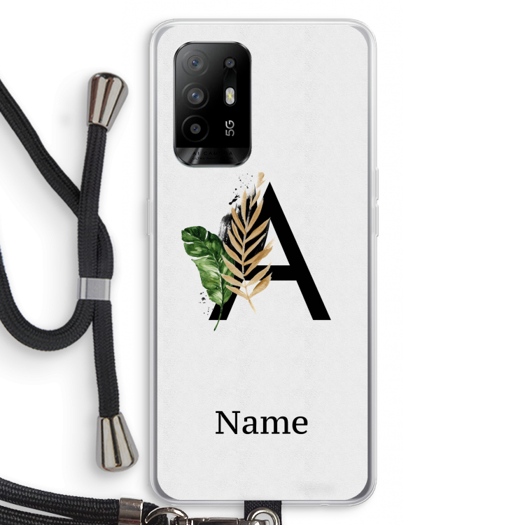 Charcoal Flora: Oppo A95 5G Transparant Hoesje met koord