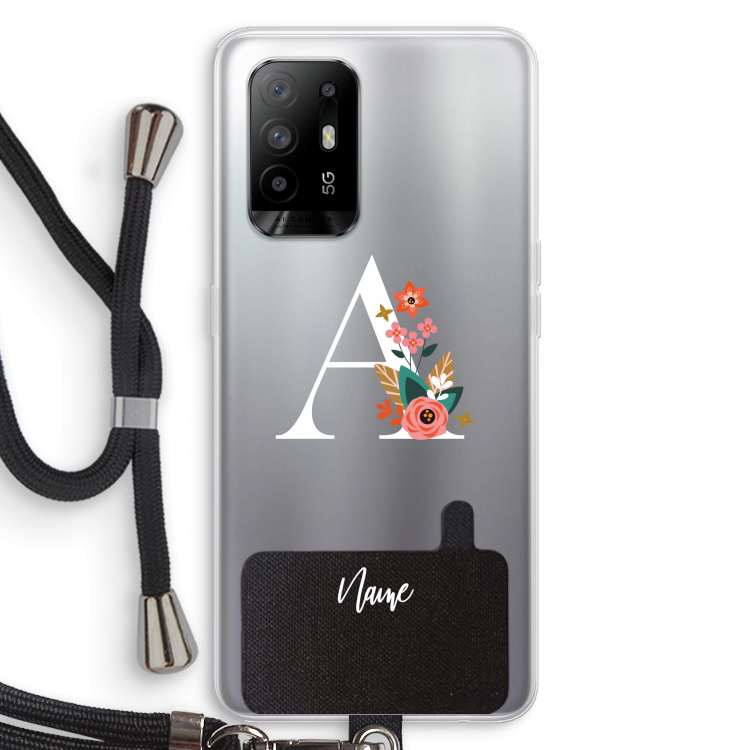 Pink Bouquet: Oppo A95 5G Transparant Hoesje met koord