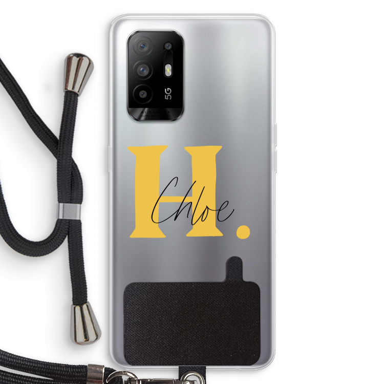 Amber Script: Oppo A95 5G Transparant Hoesje met koord