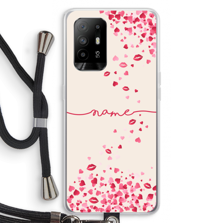Hartjes en kusjes: Oppo A95 5G Transparant Hoesje met koord