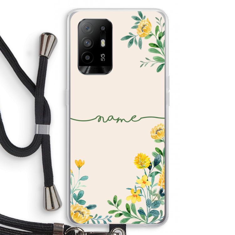 Gele bloemen: Oppo A95 5G Transparant Hoesje met koord