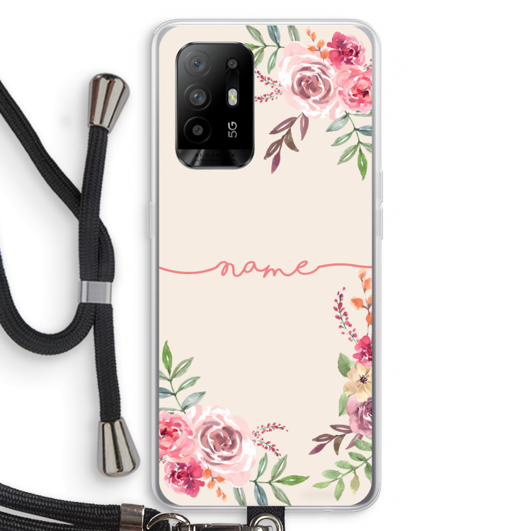Rozen: Oppo A95 5G Transparant Hoesje met koord
