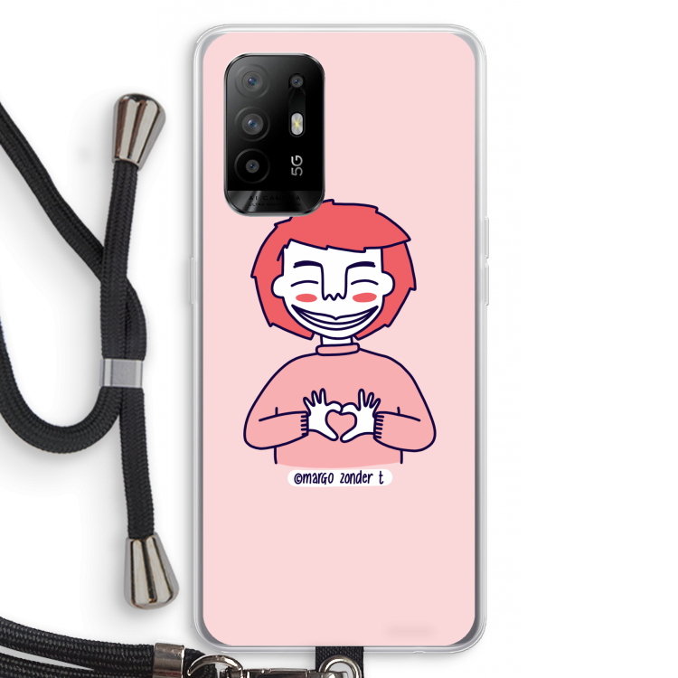 Hartje: Oppo A95 5G Transparant Hoesje met koord