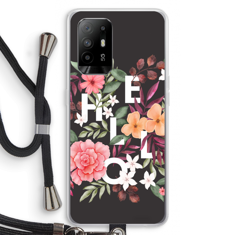 Hello in flowers: Oppo A95 5G Transparant Hoesje met koord