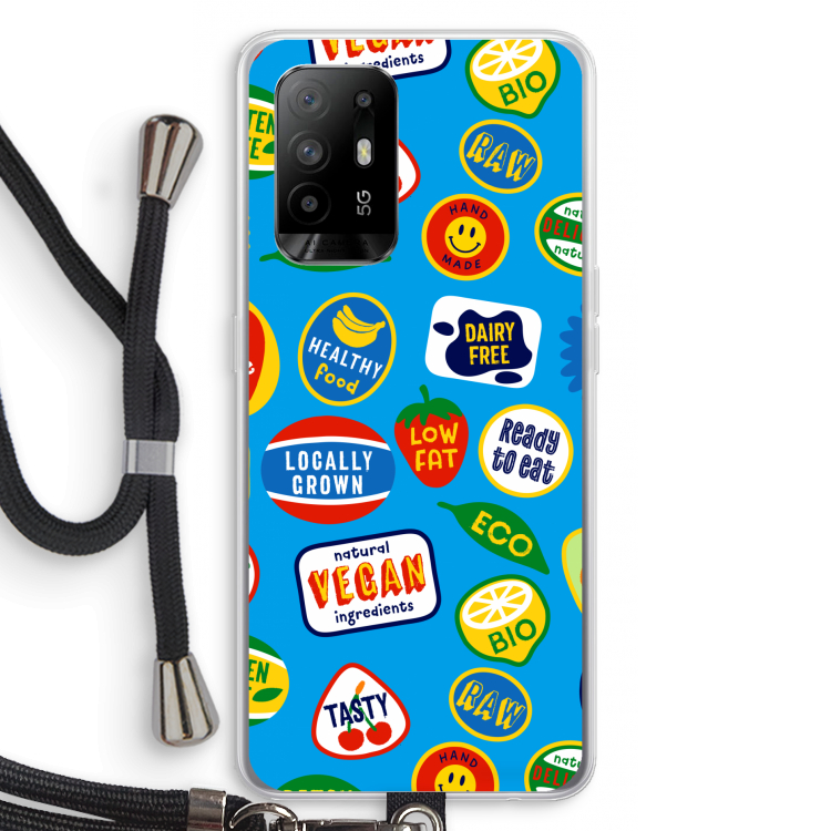 Fruitsticker: Oppo A95 5G Transparant Hoesje met koord