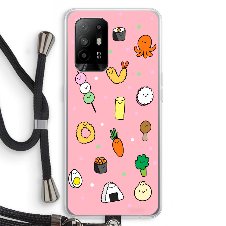Happy bento friends: Oppo A95 5G Transparant Hoesje met koord