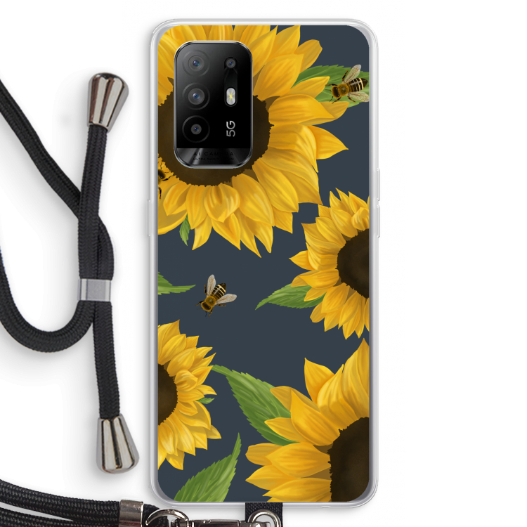 Sunflower and bees: Oppo A95 5G Transparant Hoesje met koord