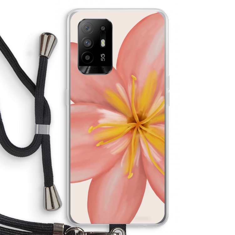 Pink Ellila Flower: Oppo A95 5G Transparant Hoesje met koord