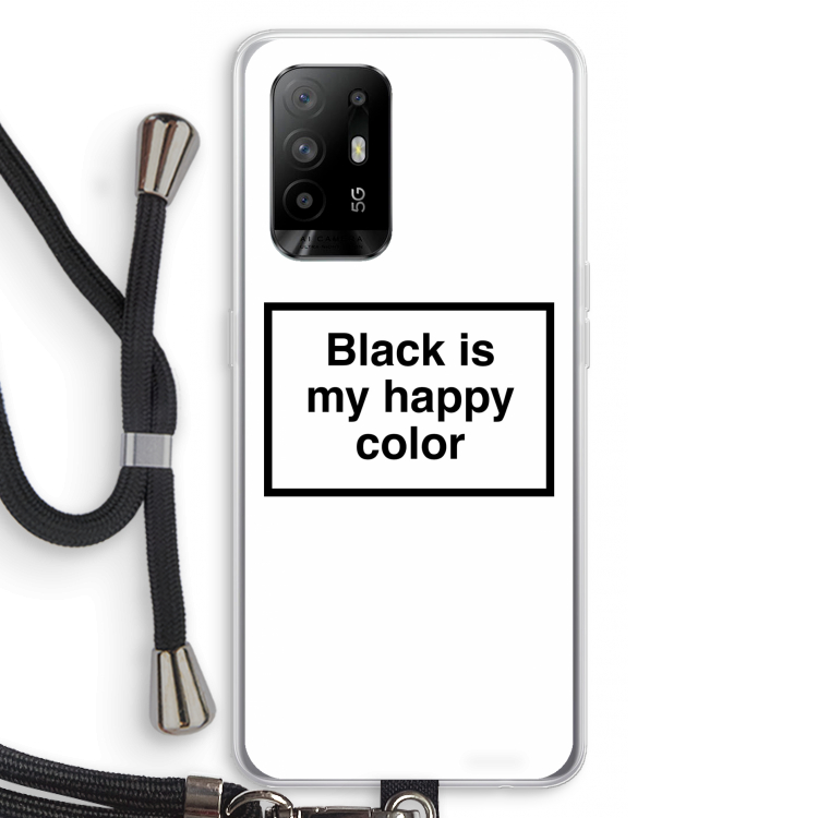 Black is my happy color: Oppo A95 5G Transparant Hoesje met koord