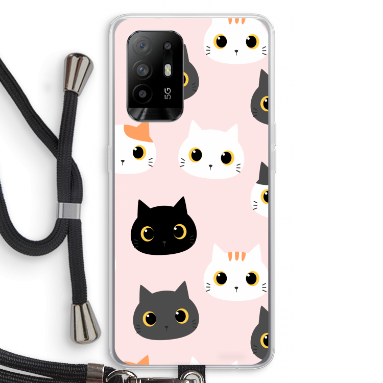 Katten: Oppo A95 5G Transparant Hoesje met koord