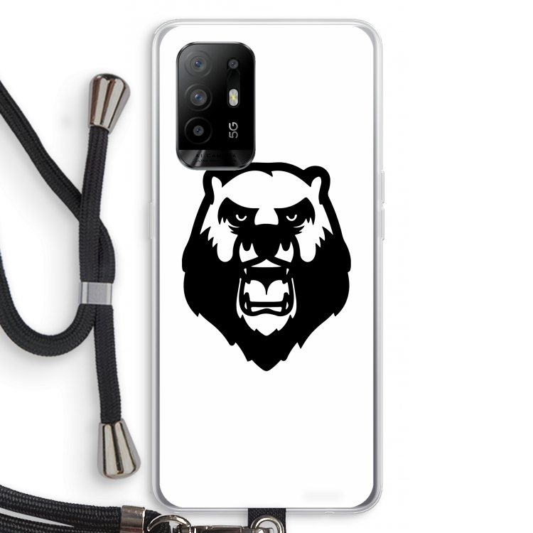 Angry Bear (white): Oppo A95 5G Transparant Hoesje met koord