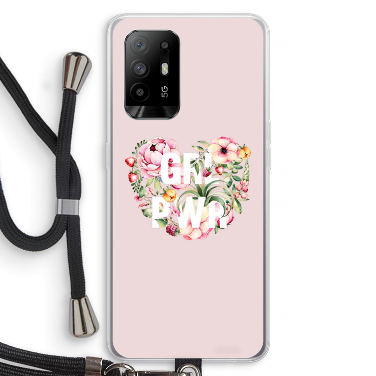 GRL PWR Flower: Oppo A95 5G Transparant Hoesje met koord