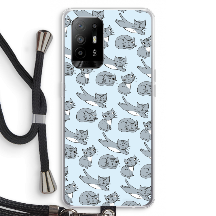 Poezen: Oppo A95 5G Transparant Hoesje met koord