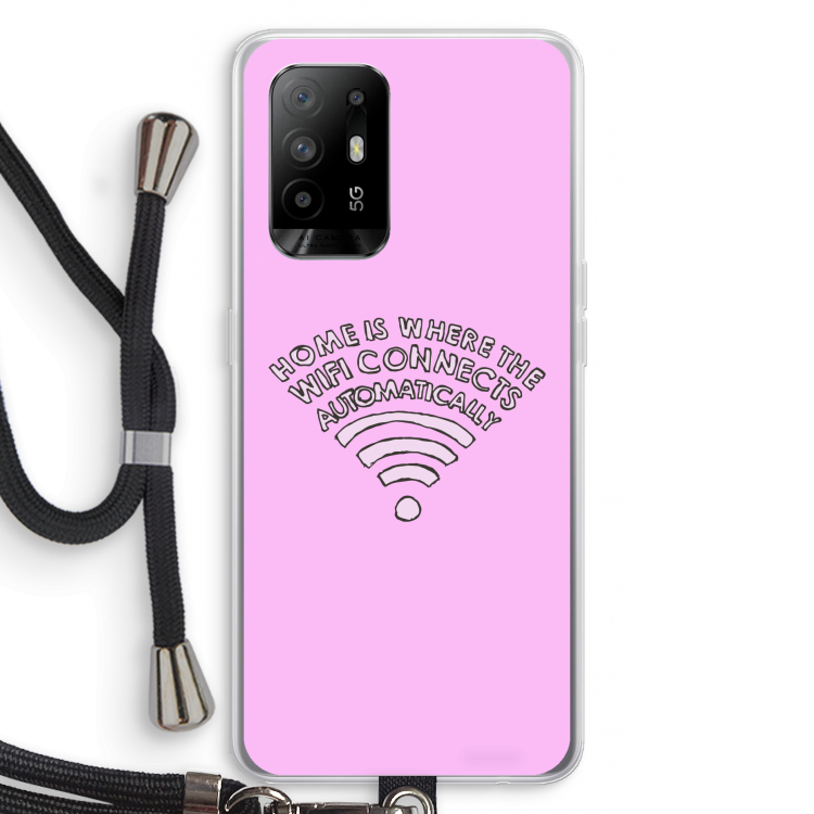 Home Is Where The Wifi Is: Oppo A95 5G Transparant Hoesje met koord
