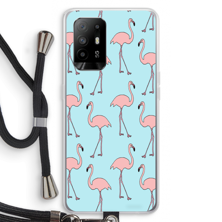 Anything Flamingoes: Oppo A95 5G Transparant Hoesje met koord