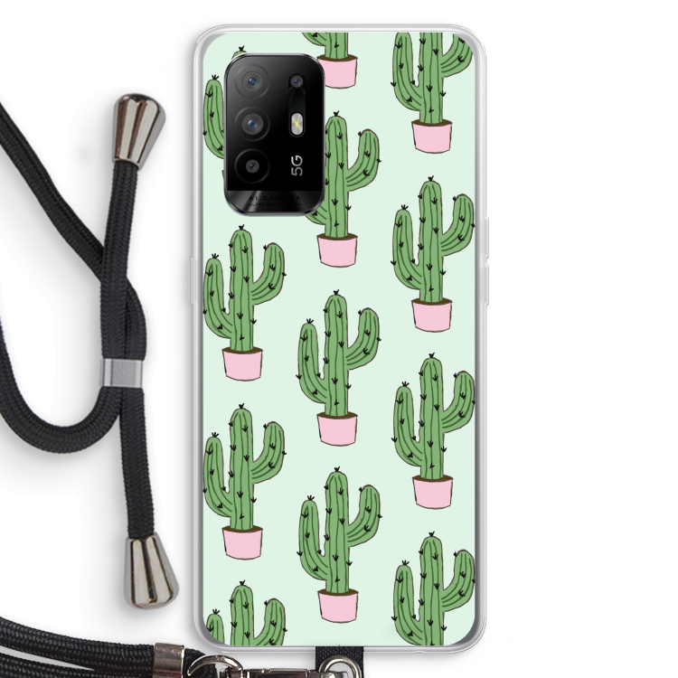 Cactus Lover: Oppo A95 5G Transparant Hoesje met koord