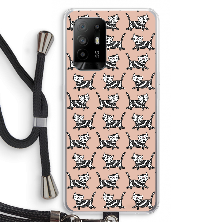Zwarte poes: Oppo A95 5G Transparant Hoesje met koord
