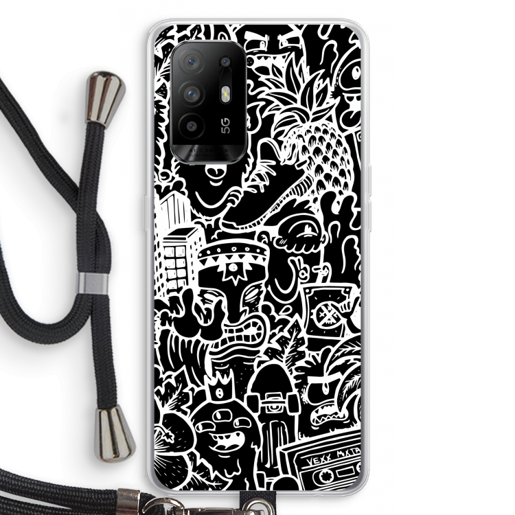 Vexx Black Mixtape: Oppo A95 5G Transparant Hoesje met koord