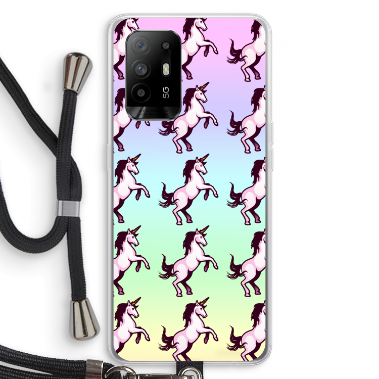 Musketon Unicorn: Oppo A95 5G Transparant Hoesje met koord