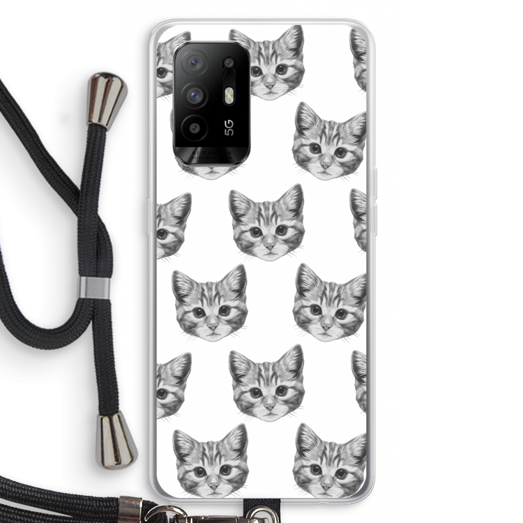Kitten: Oppo A95 5G Transparant Hoesje met koord