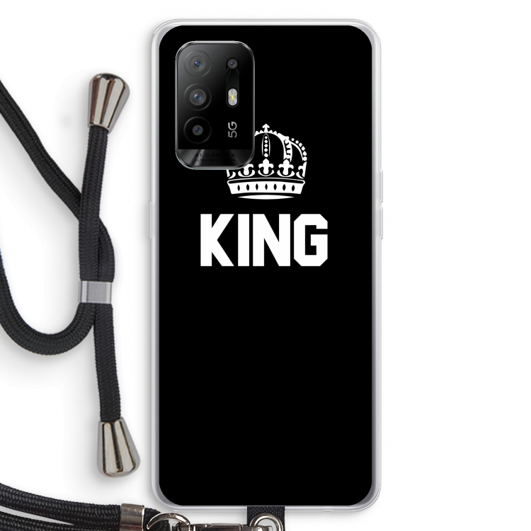 King zwart: Oppo A95 5G Transparant Hoesje met koord
