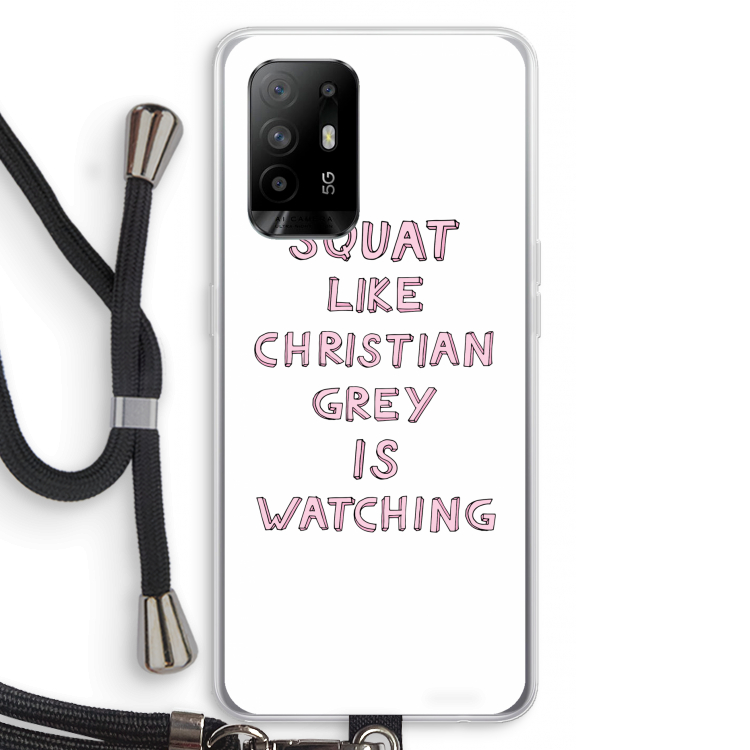 Christian Grey: Oppo A95 5G Transparant Hoesje met koord